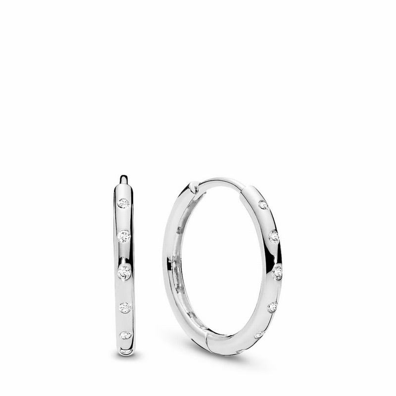 Pandora Droplets Hoop Earrings Ireland - Sterling Silver/Cubic Zirconia - 194785JEH